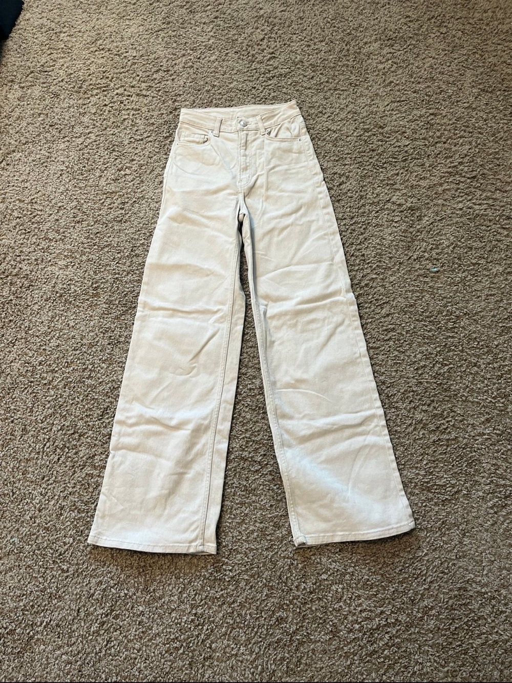 Cream Wide-Leg Pants